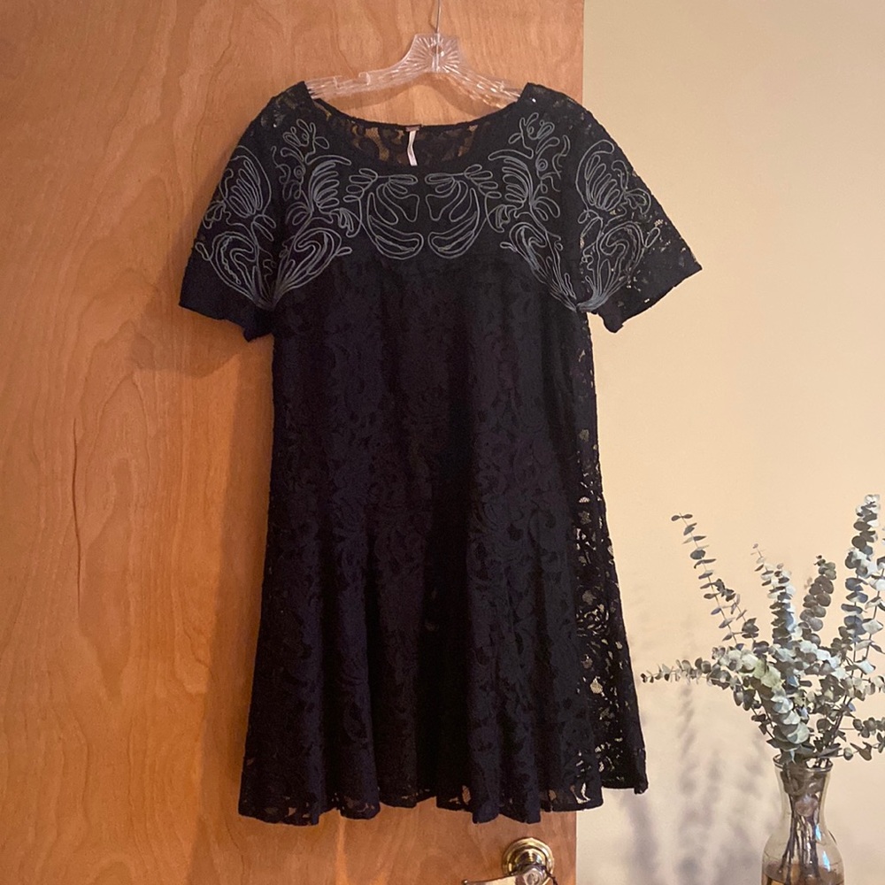 Free People Lace and Embroidered Dress with Slip